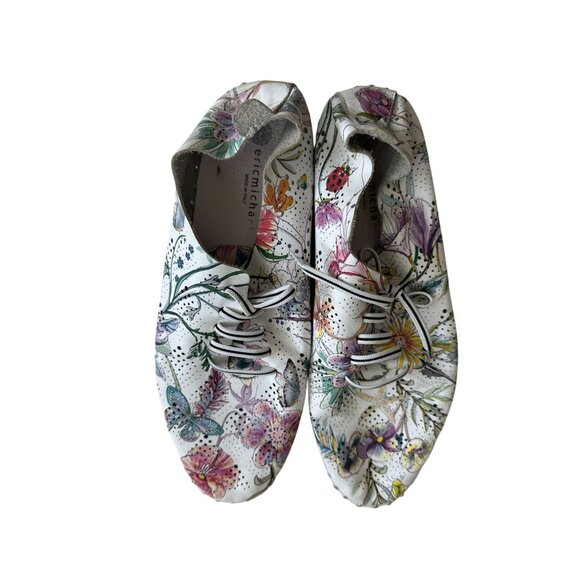 ERIC MICHAEL Floral Leather Lace Up Sneakers Size 41 - Picture 4 of 6